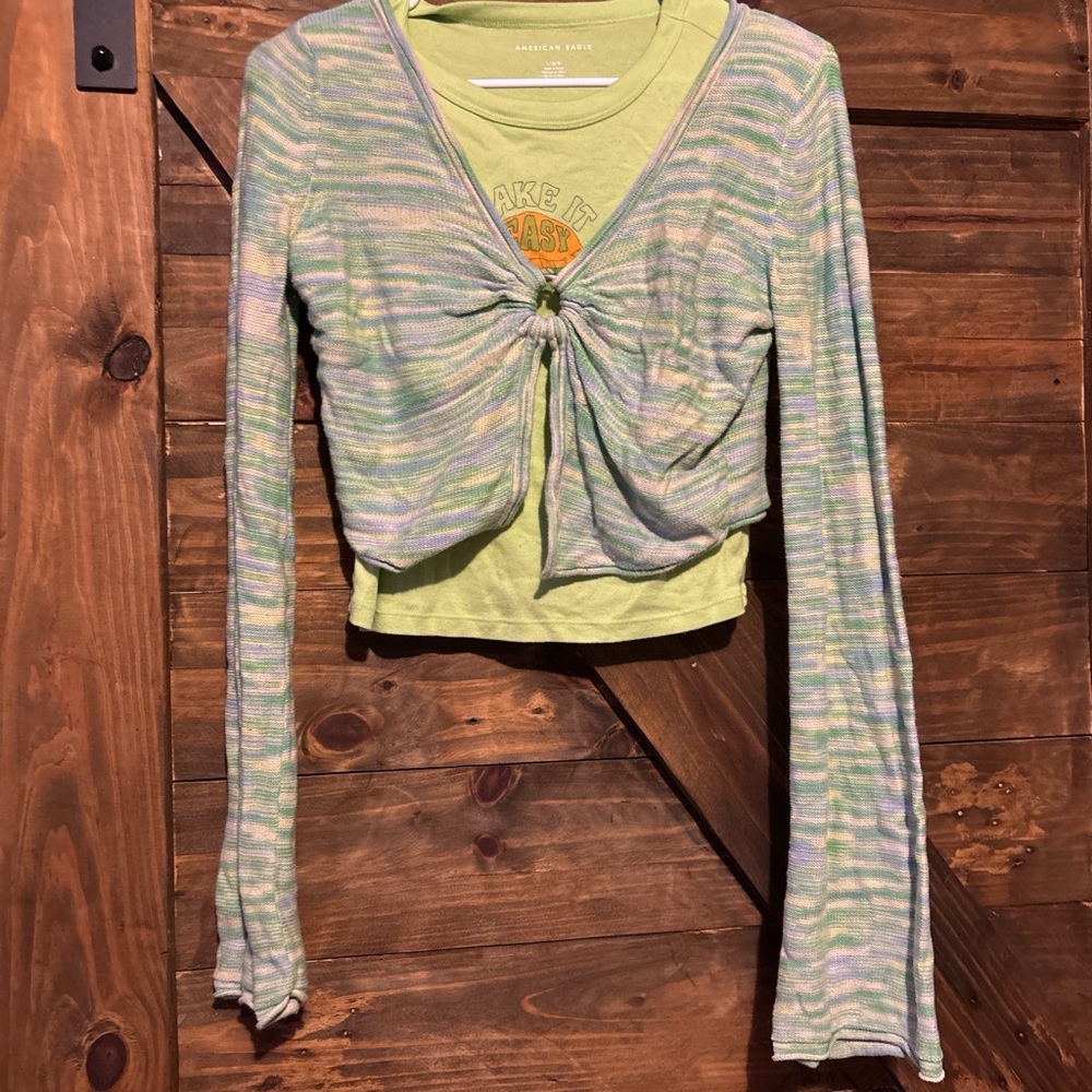 American Eagle Outfitters Pastel Striped Crop Top